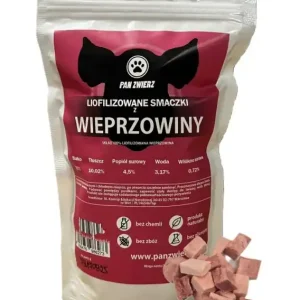 Ostatnie sztuki Pan Zwierz – Liofilizowane smaczki dla psa i kota z wieprzowiny 70g
